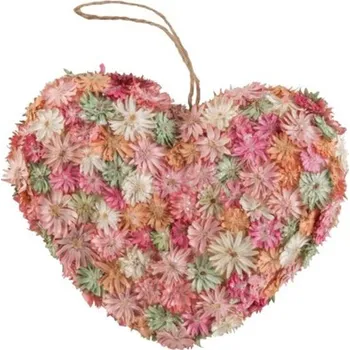 Závěsné jarní srdce se suchými květy - 16*5*14cm