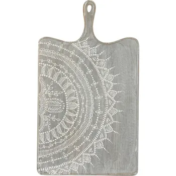 Kuchyňské prkénko Šedé servírovací prkénko s malovaným ornamentem - 35*1,5*60 cm