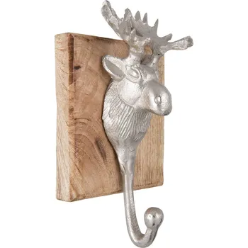Věšák Stříbrný háček s hlavou Losa - 12*7*25 cm