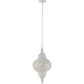 Bílé kovové závěsné světlo/lustr Oriental drop - Ø 31*133 cm