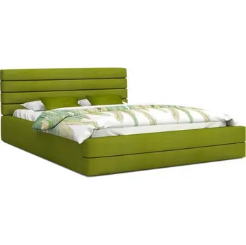 Postel Čalouněná postel TOPAZ zelená 160x200 semiš s kovovým roštem