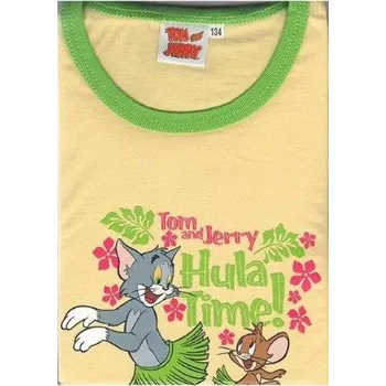 Dívčí pyžamo Taro, dětské pyžamo, dlouhý rukáv, žlutá a zelené kalhoty, vel. 98