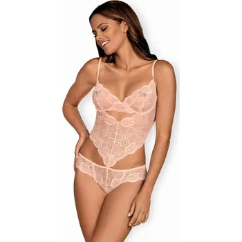 Dámské erotické body Něžné body Alluria teddy pink - Obsessive růžová L/XL