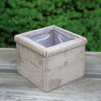 Obal na květináč Dřevěný obal na květináč 13x13x10cm