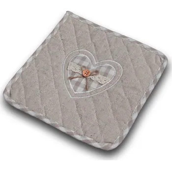 Chňapka Kuchyňská chňapka šedé srdce 20x20cm