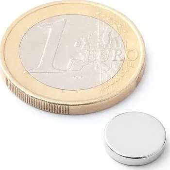 Dekorativní magnet Neodymový magnet kotouč Ø 10 mm, v. 2 mm, síla 1,3 kg