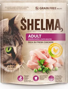 Krmivo pro kočku Shelma Adult bezobilné granule s čerstvým kuřecím pro dospělé kočky 750 g