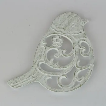 Podložka pod hrnec Litinová podložka pod hrnec ptáček bílá 19x19cm