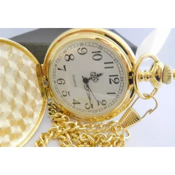 Hodinky Klenoty Budín Luxusní zlacené kapesní hodinky retro BADUS 119608 s arabskými číslicemi (Klenoty Budín Luxusní zlacené kapesní hodinky retro BADUS 119608 s arabskými číslicemi)