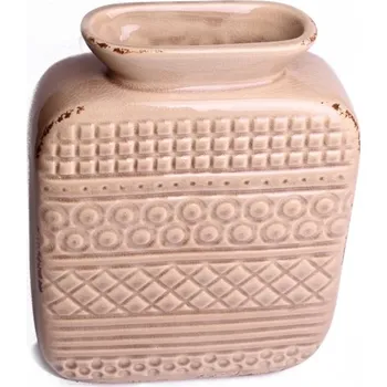 Váza Keramická váza aztécký vzor hnědá 27x20cm