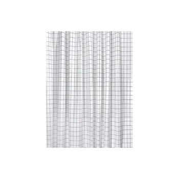 AQUALINE Sprchový závěs vinyl 180 x 180 cm, bílá/černá čtvercový vzor