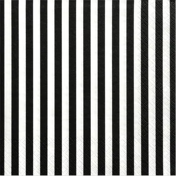 Papírový ubrousek Ubrousky papírové bílé s černými pruhy 33x33 cm, 20 ks