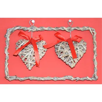 Vánoční dekorace Vingo Proutěná dekorace srdíčka - 30x20cm