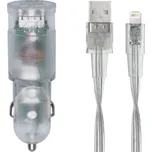 Goobay Riva Power 4225 TD2 duální automobilový adaptér 3,4A/2xUSB, transparentní + Mfi Apple Lightning kabel