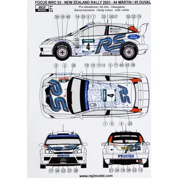Plastikový model Reji model 1/24 Ford Focus WRC 03 New Zealand Rally 2003