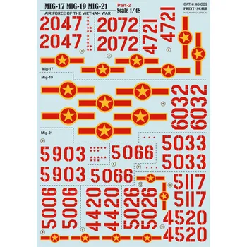 Plastikový model Print Scale 1/48 North Vietnamese MiGs - Part 2 (wet decals)
