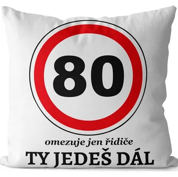 Dekorativní polštářek Polštář se značkou - 80 omezuje jen řidiče