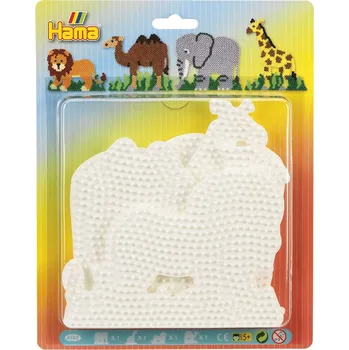 Dětské navlékací korálky Lowlands Podložka na zažehlovací korálky Hama MIDI slon,žirafa,lev,velbloud plast 4ks na kartě 19x24cm