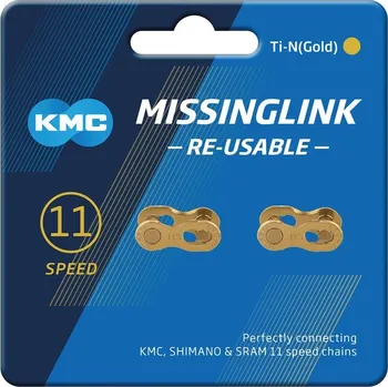 Řetěz na kolo KMC Missinglink 11R Ti-N (2 ks) zlatá (Spojka řetězu Missinglink KMC 11R Ti-N Gold 2 ks)