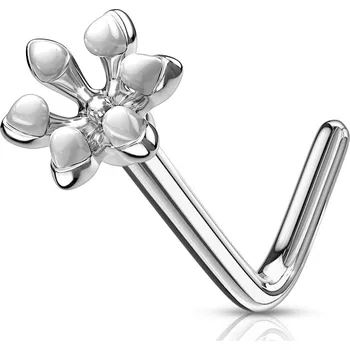 Piercing Šperky4U Zahnutý piercing do nosu kytička - N0129-WH