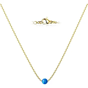 Náhrdelník NUBIS® Zlacený ocelový náhrdelník s opálem - kulička 5 mm - NBP62-OP05