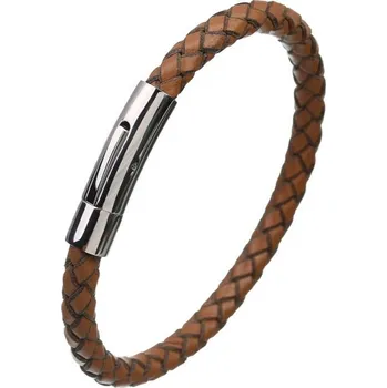 Náramek Šperky4U Kožený náramek splétaný - NR1156-LB-22