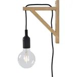 Lucide 08208/01/30 FIX WALL - Nástěnné svítidlo s dřevěnou monturou a kabelem do zásuvky 1 x E27 (Dřevěné svítidlo na zeď s vypínačem na kabelu)