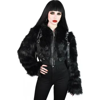 Dámský kabát bunda dámská KILLSTAR - Night Creature Faux-Fur