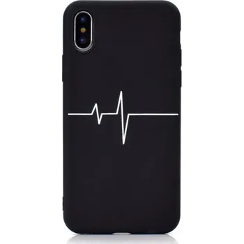 Kryt EKG křivka z měkkého plastu pro iPhone XS Max - černý