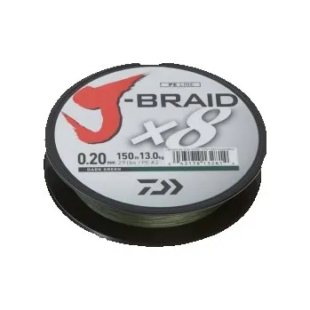 DAIWA ŠŇŮRA J-BRAID X8 DARK GREEN 150m 0,20mm 13kg