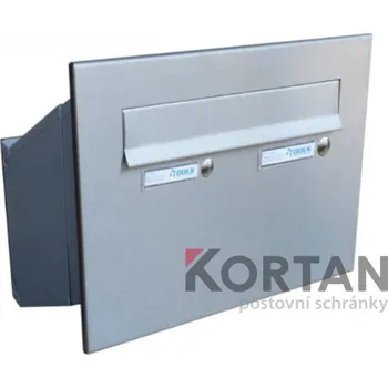 Poštovní schránka 1x poštovní schránka D-241 k zazdění do sloupku + čelní deska s 2x zvonkem - NEREZ / šedá