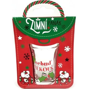 Vánoční dekorace Zimní panák sklo 40 ml - nebuď měkouš