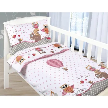 Povlečení Dětské povlečení bavlna 90x135, 45x60 Růžová sovička**