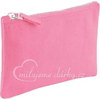 Kosmetická taška Jednoduchá plochá kosmetická taška se zipem, pevná bavlna, růžová, 22x15cm