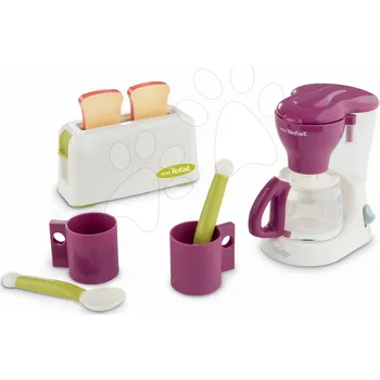 Dětská kuchyňka Snídaňový set s kávovarem a toasterem Mini Tefal Smoby bílo-bordový
