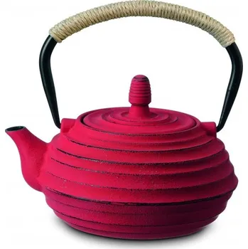 Konvice na čaj Čajová zahrada Japonská litinová konvice Ainu červená 700ml s podložkou