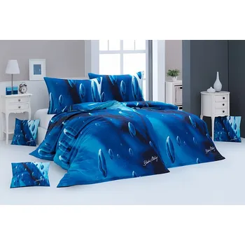 Povlečení Recenze Matějovský Blanka Matragi Rain modré 140 x 200 cm, 70 x 90 cm zipový uzávěr