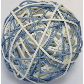 Ratan ball 10 cm, modrá/bílá