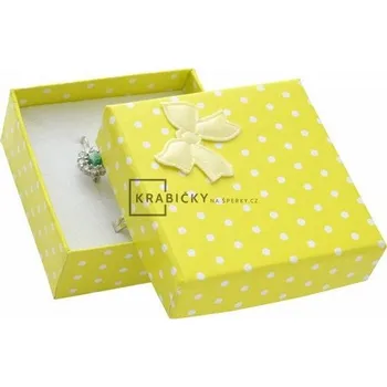 Dárková krabička JKBox Dárková krabička na soupravu šperků žluto-zelená s puntíky