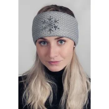 Zimní čelenka R-JET Šedá dámská zimní pletená čelenka