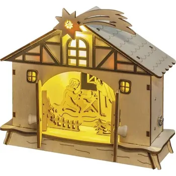 Vánoční dekorace Betlém - LED - teplá bílá s časovačem, 18cm