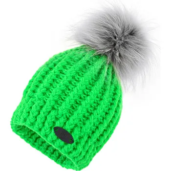 Čepice NEONOVĚ ZELENÝ KULICH stříbrná bambule HICHIC