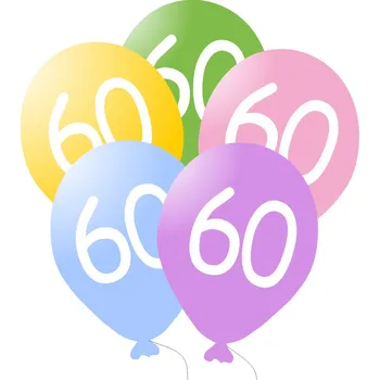 Party dekorace Balonky narozeniny 5ks s číslem 60 balonky.cz b80102