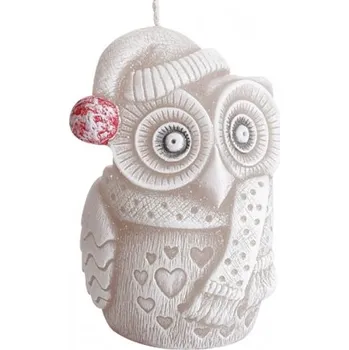 Vánoční dekorace Svíčka vánoční SOVA ZIMNÍ NEW d8x10cm