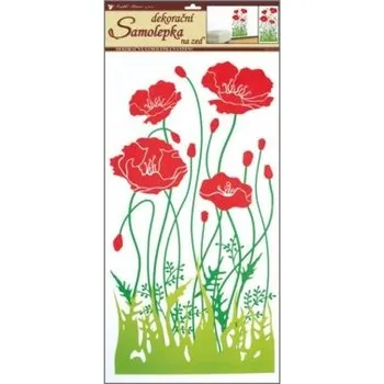 Samolepící dekorace Samolepky na zeď vlčí máky barevné, 69x32 cm