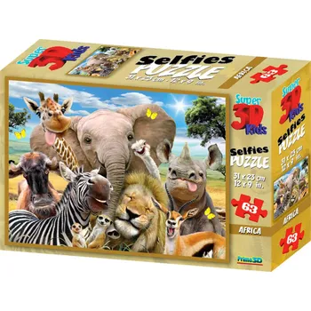 Puzzle Prime 3D Selfie z Afriky 63 dílků
