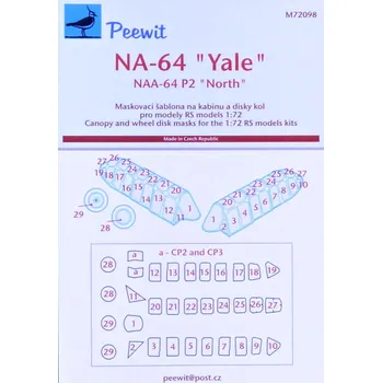 Plastikový model Peewit 1/72 Canopy mask NA-64/NAA-64 P2 (RS)