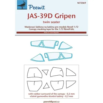 Plastikový model Peewit 1/72 Canopy mask JAS-39D Gripen (REV)