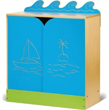 Dětská skříň Skříň policová s dvířky (vlny, MOŘE)