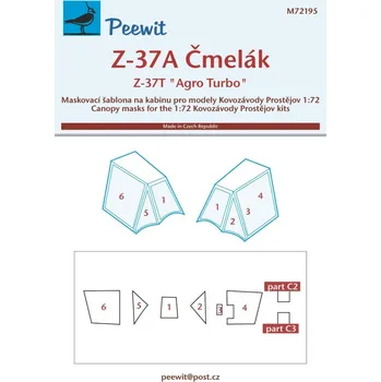 Plastikový model Peewit 1/72 Canopy mask Z-37A / Z-37T Agro Turbo (KP)